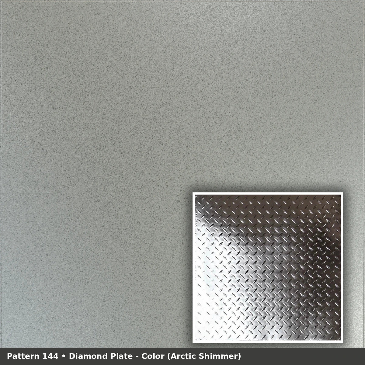 Pattern 144 Diamond Plate tin ceiling tile — Arctic Shimmer finish