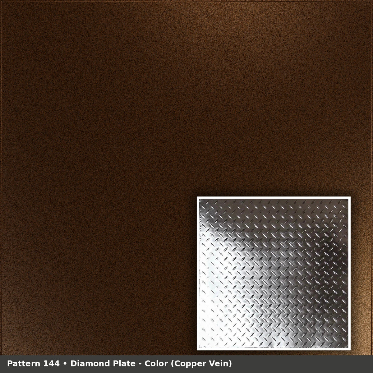 Pattern 144 Diamond Plate tin ceiling tile — Copper Vein finish