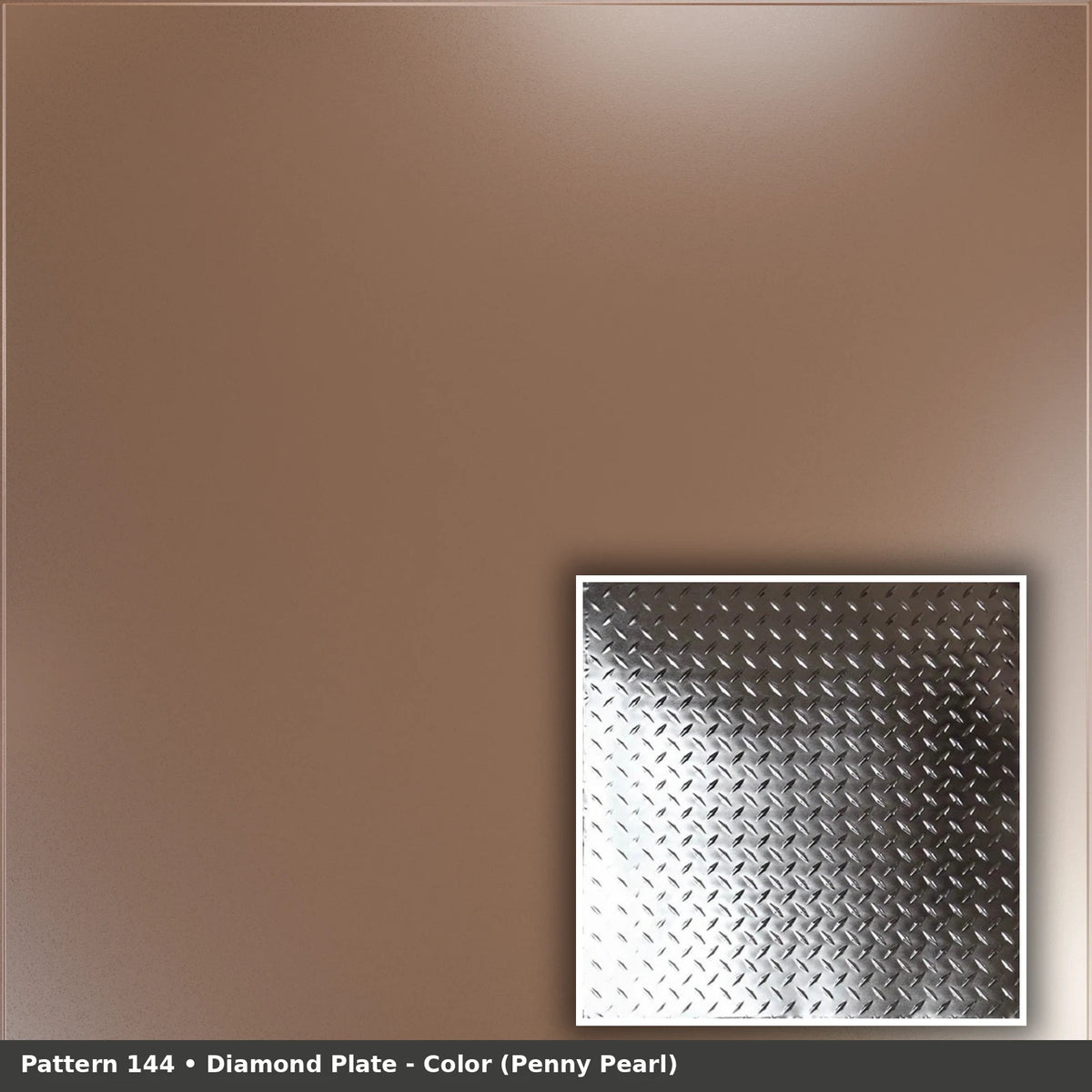 Pattern 144 Diamond Plate tin ceiling tile — Penny Pearl finish