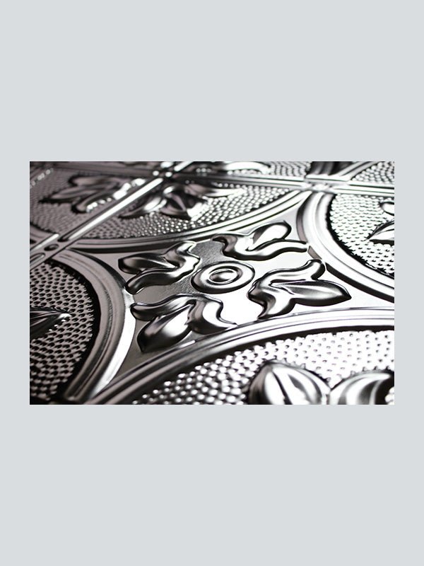 Metal Ceiling Tiles | Pattern 102 FleurDeLis 12in | Color: Two Sided Clear Coat - Wall & Ceiling Tiles - Metal Ceiling Express