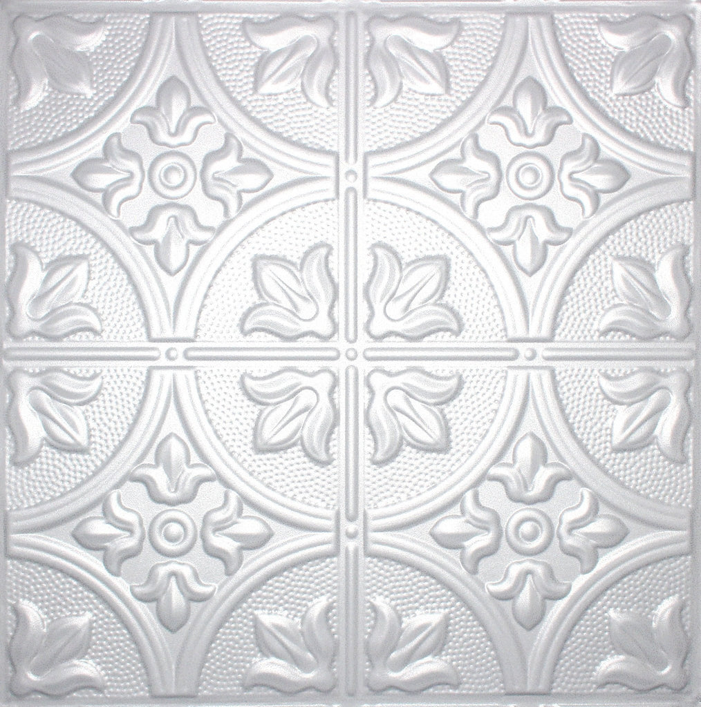 Metal Ceiling Tiles | Pattern 102 | FleurDeLis 12in - Arctic Shimmer - Metal Ceiling Express