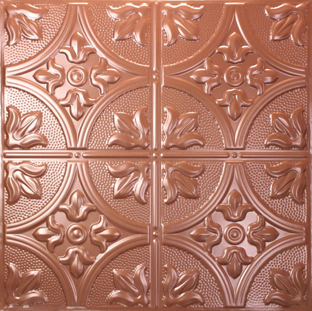 Metal Ceiling Tiles | Pattern 102 | FleurDeLis 12in - Classic Copper - Metal Ceiling Express