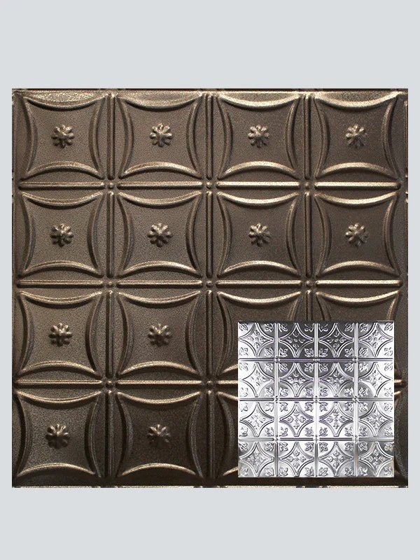 Metal Ceiling Tiles | Pattern 103 | FleurDeLis 6in - Copper Vein - Metal Ceiling Express