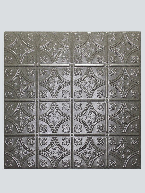 Metal Ceiling Tiles | Pattern 103 | FleurDeLis 6in - Driftwood - Metal Ceiling Express