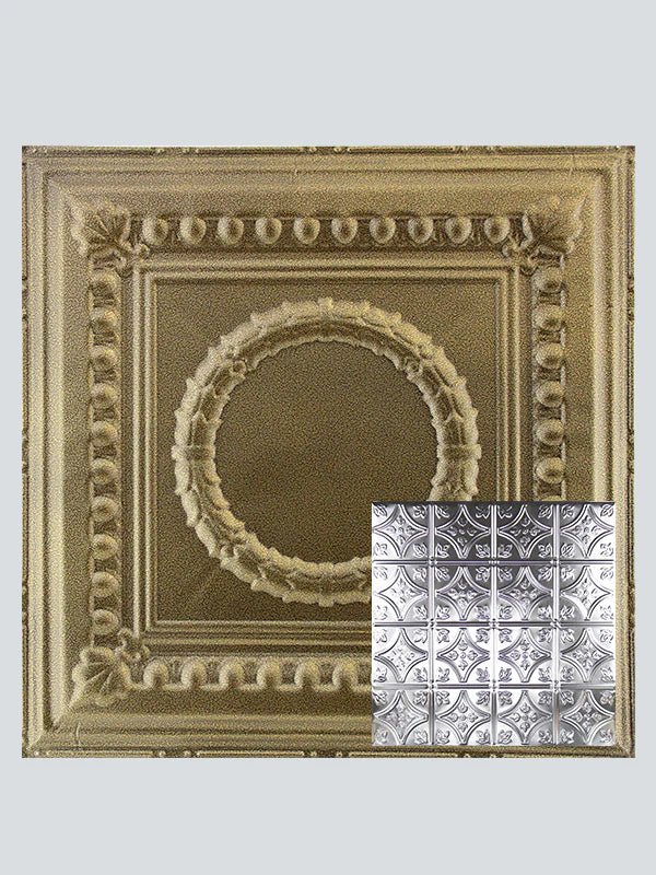 Metal Ceiling Tiles | Pattern 103 | FleurDeLis 6in - Gold Vein - Metal Ceiling Express