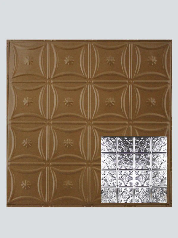 Metal Ceiling Tiles | Pattern 103 | FleurDeLis 6in - Honey Bronze - Metal Ceiling Express