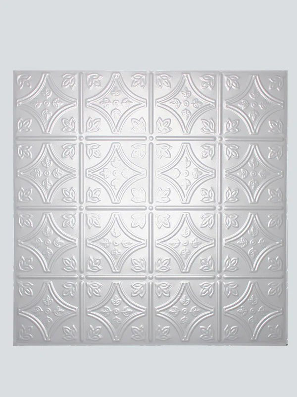 Metal Ceiling Tiles | Pattern 103 | FleurDeLis 6in - Sierra White - Metal Ceiling Express