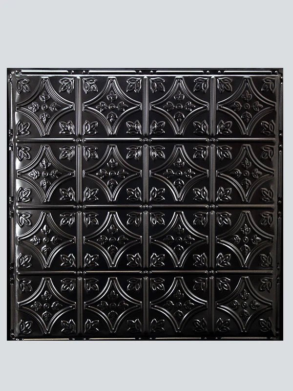 Metal Ceiling Tiles | Pattern 103 | FleurDeLis 6in - Transparent Black - Metal Ceiling Express