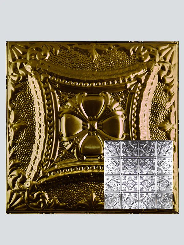 Metal Ceiling Tiles | Pattern 103 | FleurDeLis 6in - Umber Bronze - Metal Ceiling Express