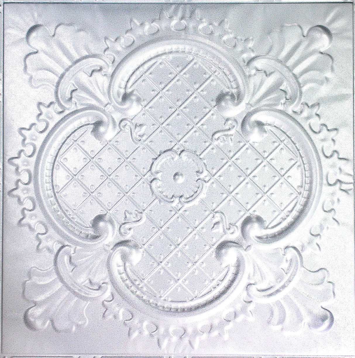 Metal Ceiling Tiles | Pattern 104 | Elegant Clover - Arctic Shimmer - Metal Ceiling Express