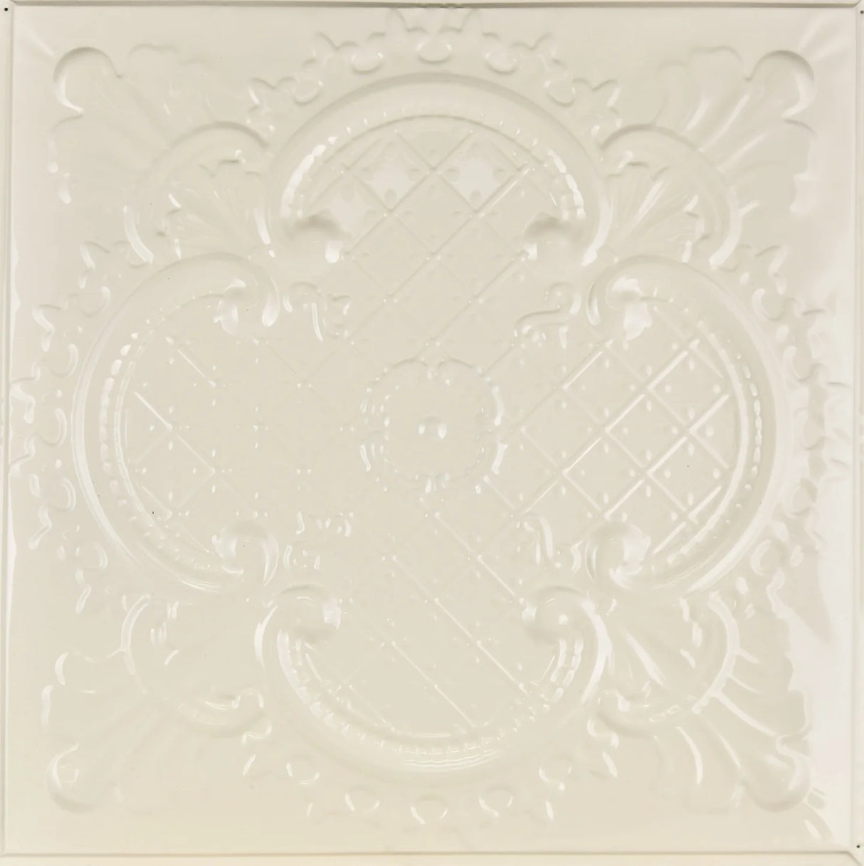 Metal Ceiling Tiles | Pattern 104 | Elegant Clover - Cream - Metal Ceiling Express