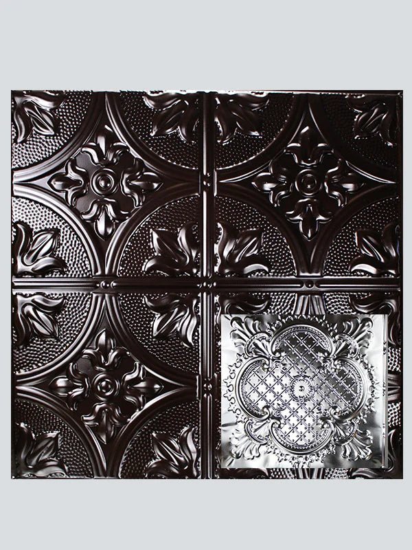 Metal Ceiling Tiles | Pattern 104 | Elegant Clover - Mirror Black - Metal Ceiling Express