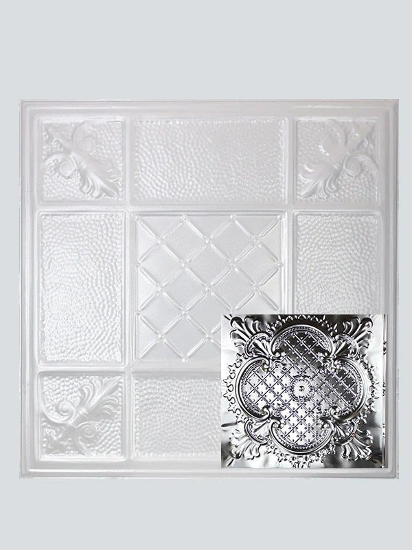 Metal Ceiling Tiles | Pattern 104 | Elegant Clover - Sierra White - Metal Ceiling Express