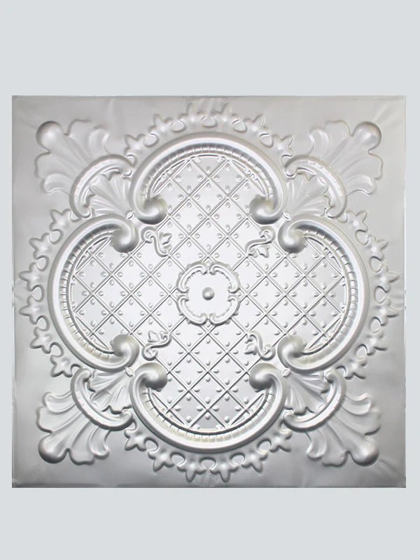 Metal Ceiling Tiles | Pattern 104 | Elegant Clover - Silver - Metal Ceiling Express