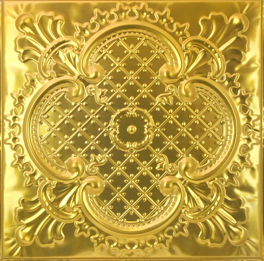 Metal Ceiling Tiles | Pattern 104 | Elegant Clover - Transparent Yellow Gold - Metal Ceiling Express