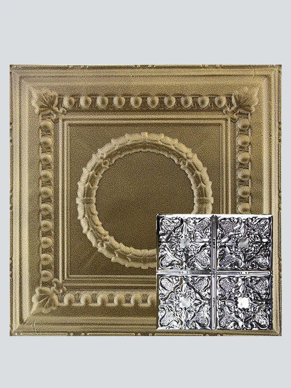 Metal Ceiling Tiles | Pattern 105 | Vintage Gothic - Gold Vein - Metal Ceiling Express