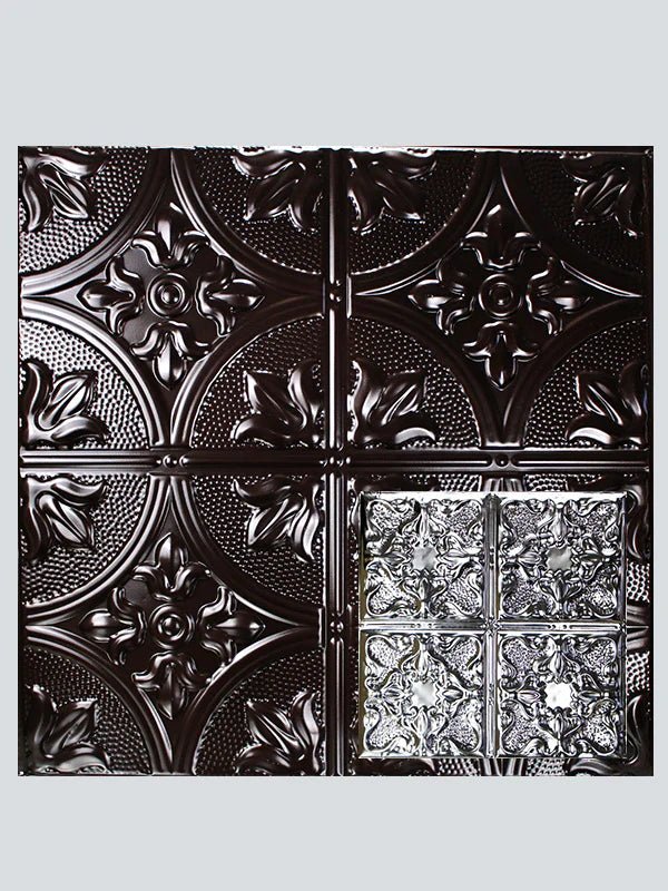 Metal Ceiling Tiles | Pattern 105 | Vintage Gothic - Mirror Black - Metal Ceiling Express