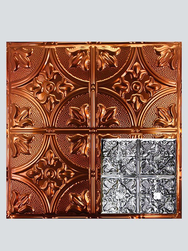 Metal Ceiling Tiles | Pattern 105 | Vintage Gothic - Transparent Copper - Metal Ceiling Express