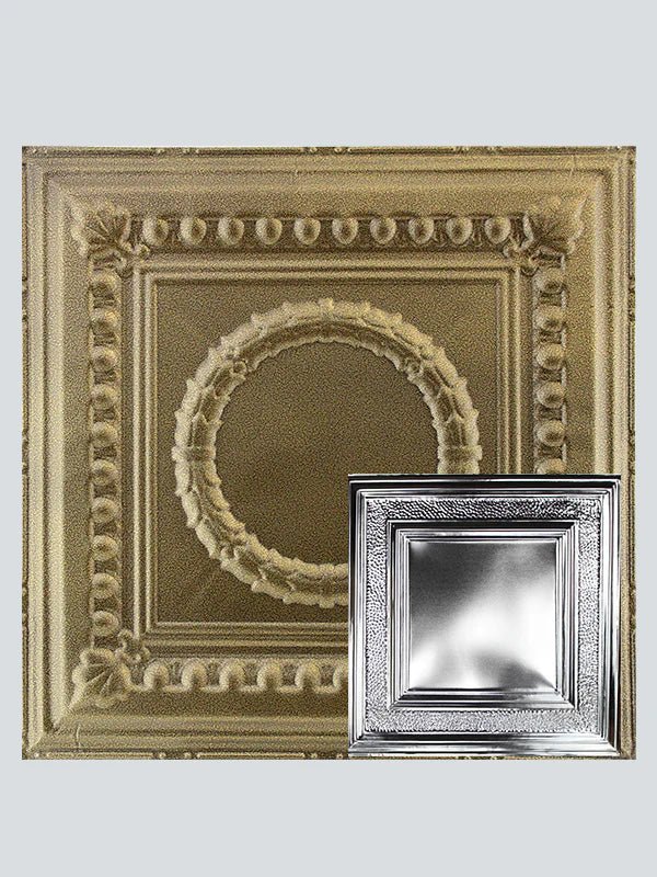 Metal Ceiling Tiles | Pattern 106 | Eccentric Mirror - Gold Vein - Metal Ceiling Express