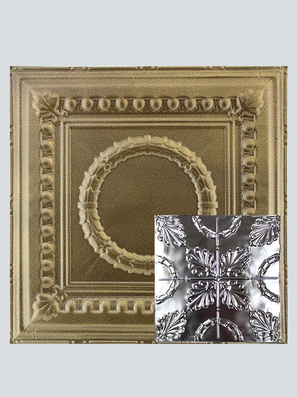 Metal Ceiling Tiles | Pattern 108 | Oak Leaf - Gold Vein - Metal Ceiling Express