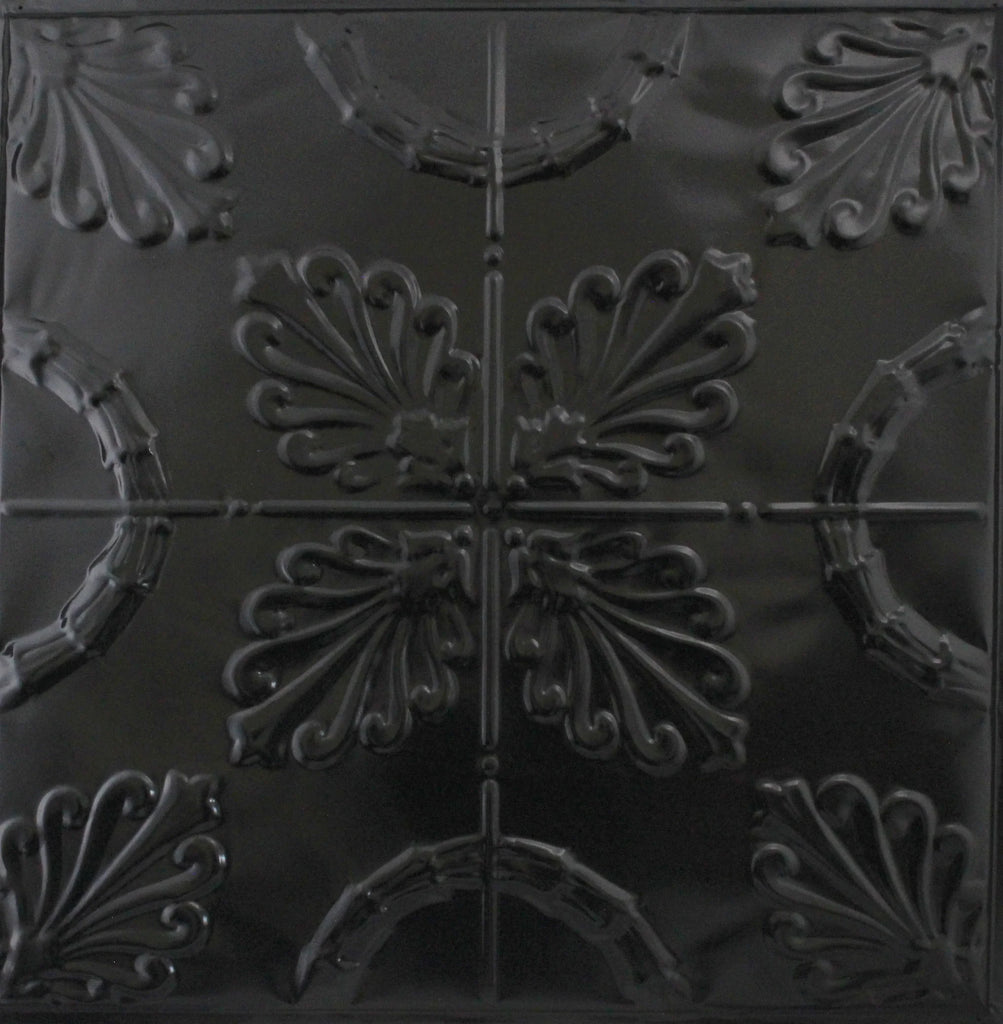 Metal Ceiling Tiles | Pattern 108 | Oak Leaf - Satin Black - Metal Ceiling Express