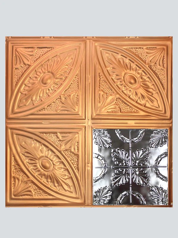 Metal Ceiling Tiles | Pattern 108 | Oak Leaf - Satin Transparent Copper - Metal Ceiling Express