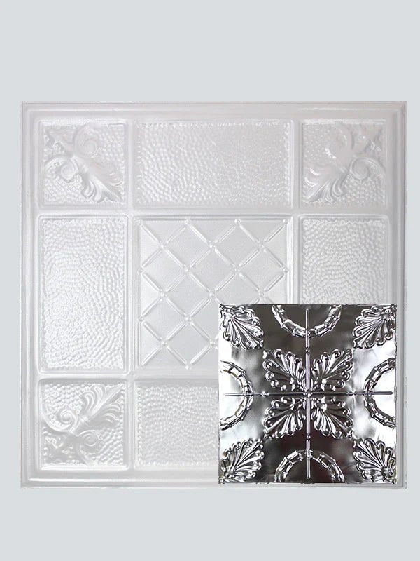 Metal Ceiling Tiles | Pattern 108 | Oak Leaf - Sierra White - Metal Ceiling Express