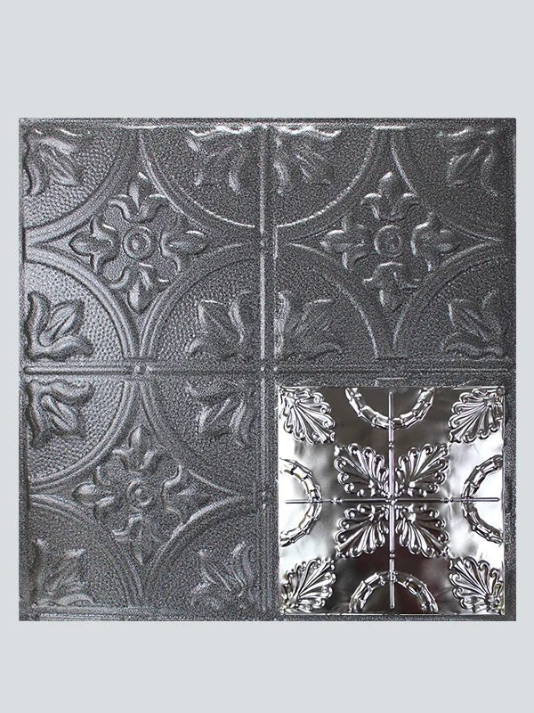 Metal Ceiling Tiles | Pattern 108 | Oak Leaf - Silver Vein - Metal Ceiling Express