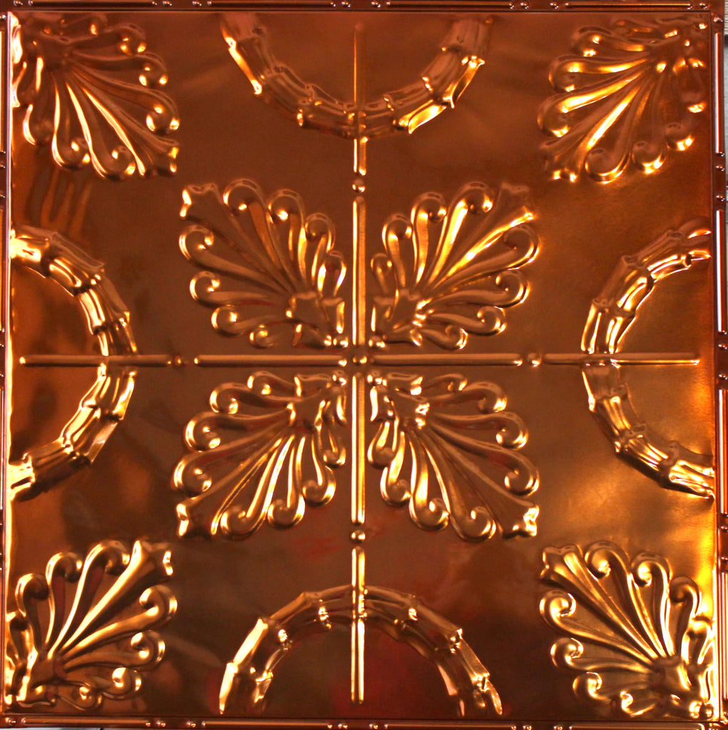 Metal Ceiling Tiles | Pattern 108 | Oak Leaf - Transparent Copper - Metal Ceiling Express