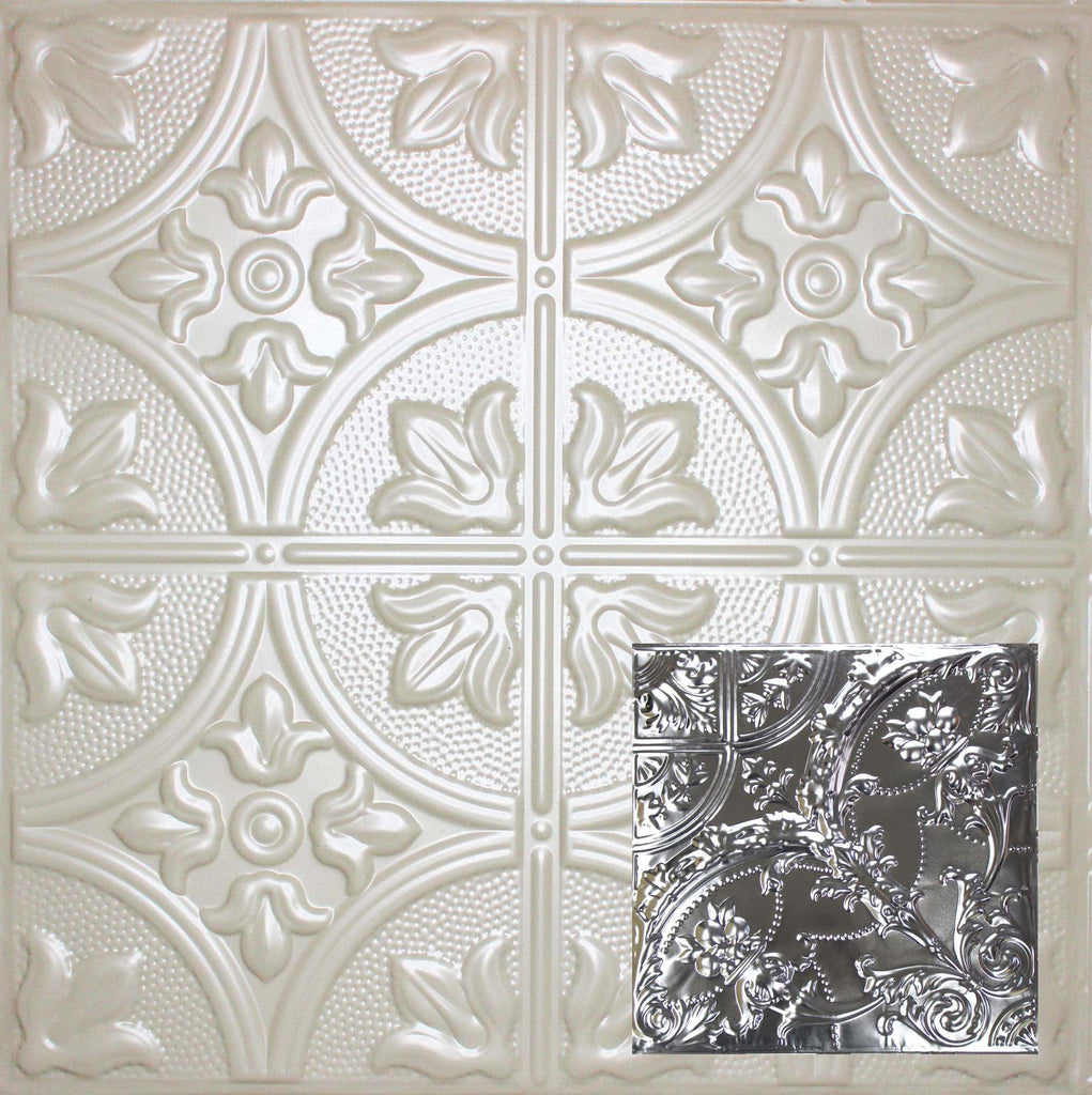 Metal Ceiling Tiles | Pattern 109 | Gothic Medallion - Antique White - Metal Ceiling Express