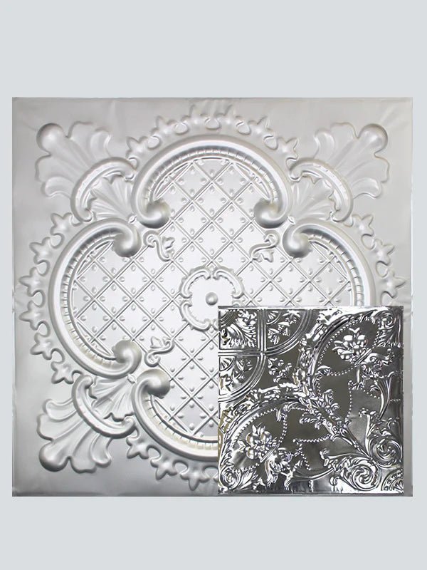 Metal Ceiling Tiles | Pattern 109 | Gothic Medallion - Silver - Metal Ceiling Express
