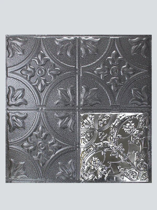 Metal Ceiling Tiles | Pattern 109 | Gothic Medallion - Silver Vein - Metal Ceiling Express