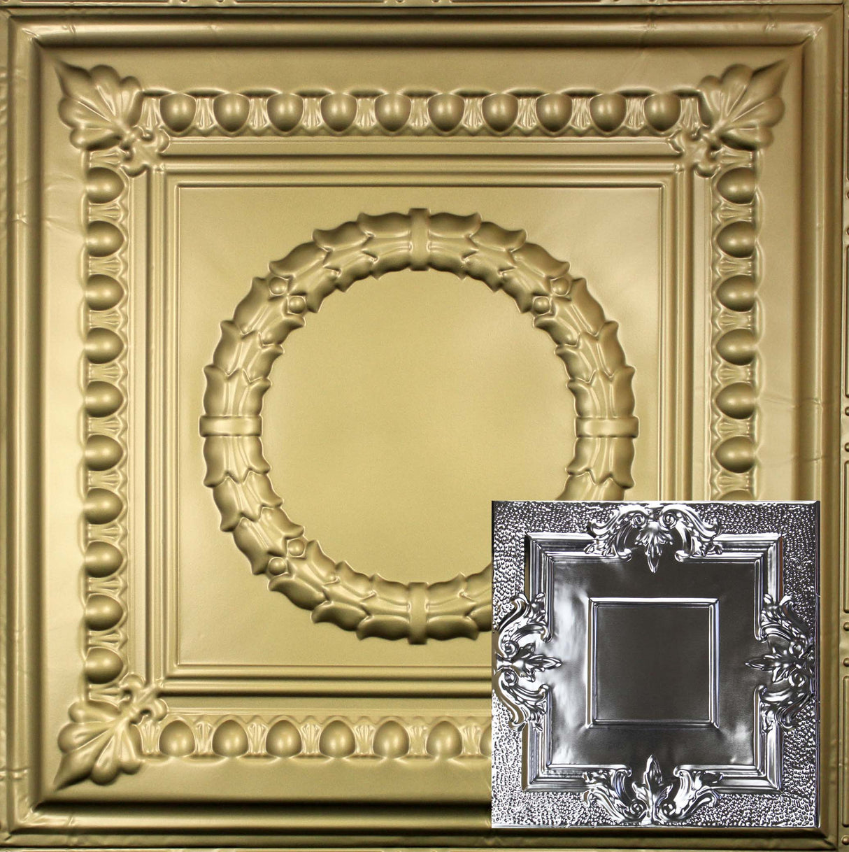 Metal Ceiling Tiles | Pattern 110 | Victorian Mirror - Antique Brass - Metal Ceiling Express