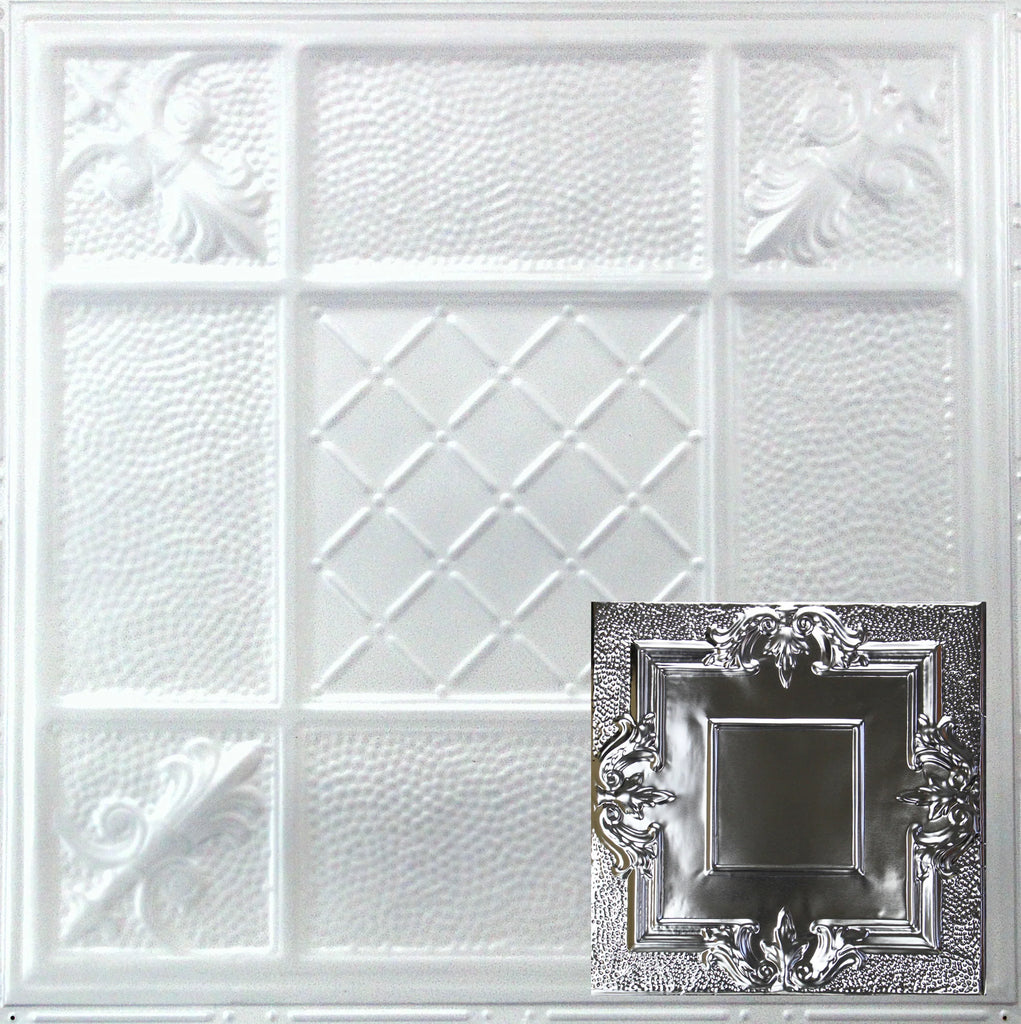Metal Ceiling Tiles | Pattern 110 | Victorian Mirror - Arctic Shimmer - Metal Ceiling Express