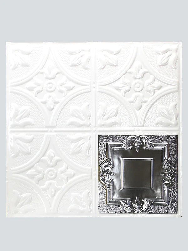 Metal Ceiling Tiles | Pattern 110 | Victorian Mirror - Gloss White - Metal Ceiling Express