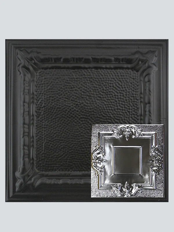 Metal Ceiling Tiles | Pattern 110 | Victorian Mirror - Matte Black - Metal Ceiling Express