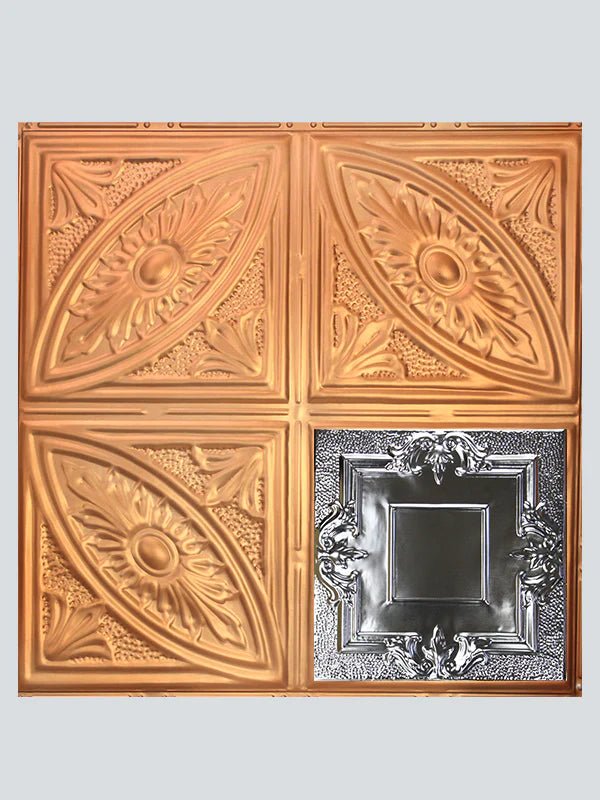 Metal Ceiling Tiles | Pattern 110 | Victorian Mirror - Satin Transparent Copper - Metal Ceiling Express