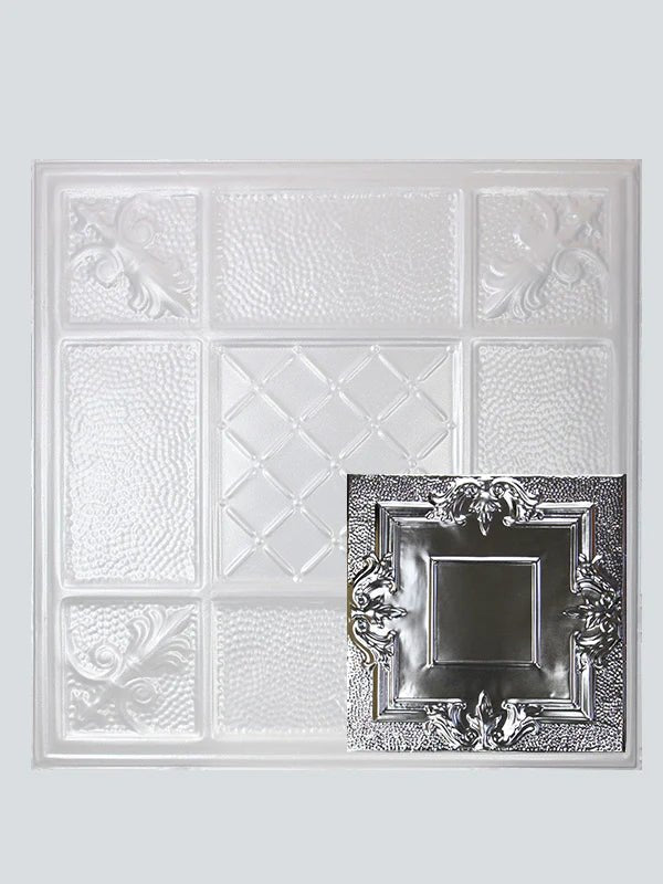 Metal Ceiling Tiles | Pattern 110 | Victorian Mirror - Sierra White - Metal Ceiling Express