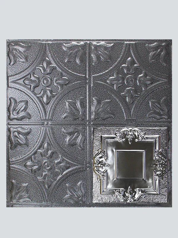 Metal Ceiling Tiles | Pattern 110 | Victorian Mirror - Silver Vein - Metal Ceiling Express