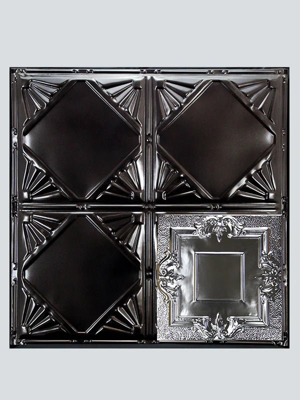 Metal Ceiling Tiles | Pattern 110 | Victorian Mirror - Transparent Black - Metal Ceiling Express