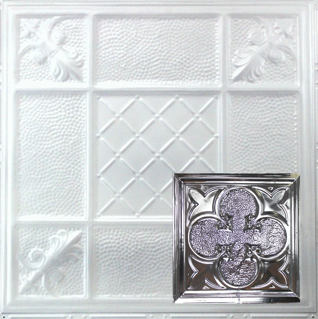 Metal Ceiling Tiles | Pattern 112 | Lucky Clover - Arctic Shimmer - Metal Ceiling Express