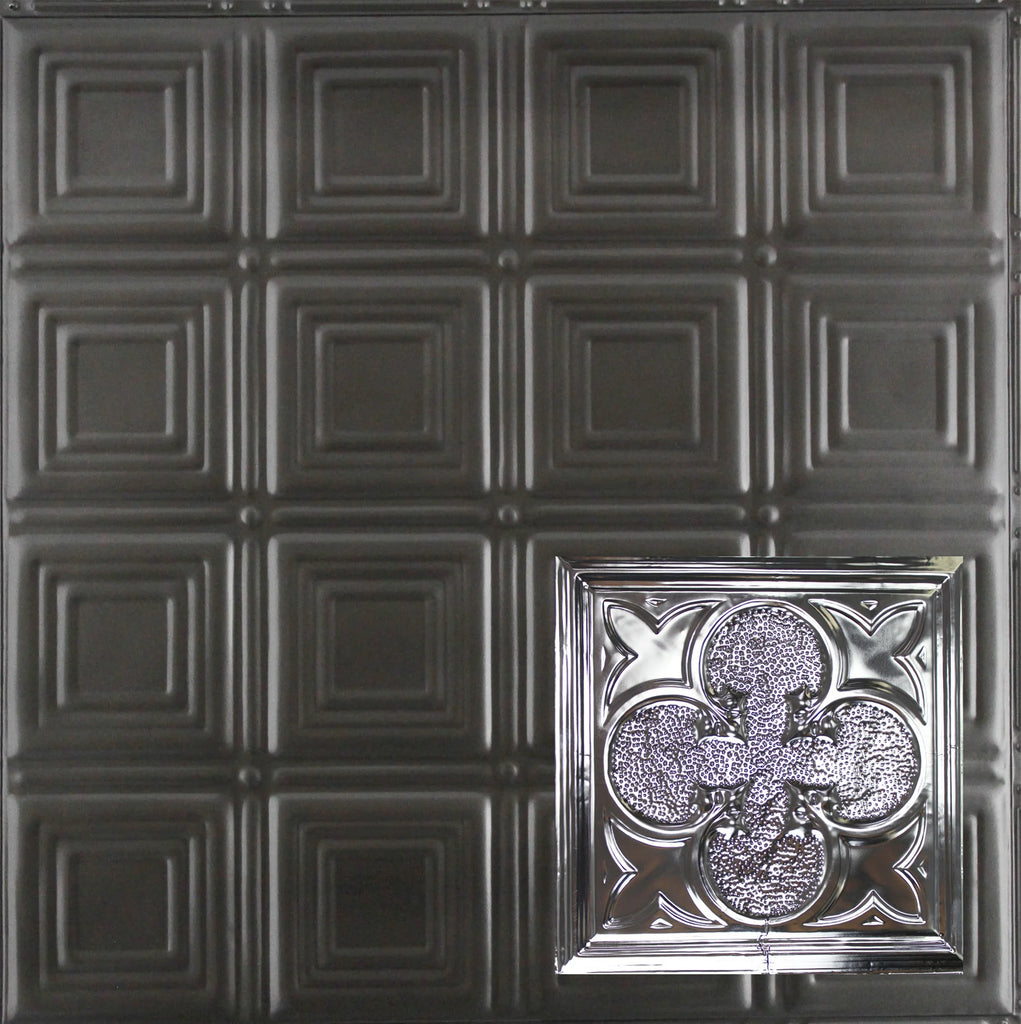 Metal Ceiling Tiles | Pattern 112 | Lucky Clover - Argento - Metal Ceiling Express