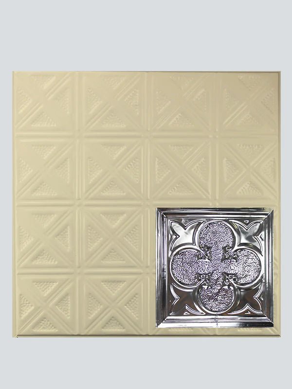 Metal Ceiling Tiles | Pattern 112 | Lucky Clover - Creamy White Satin - Metal Ceiling Express