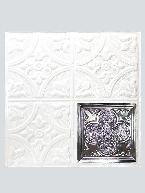 Metal Ceiling Tiles | Pattern 112 | Lucky Clover - Gloss White - Metal Ceiling Express