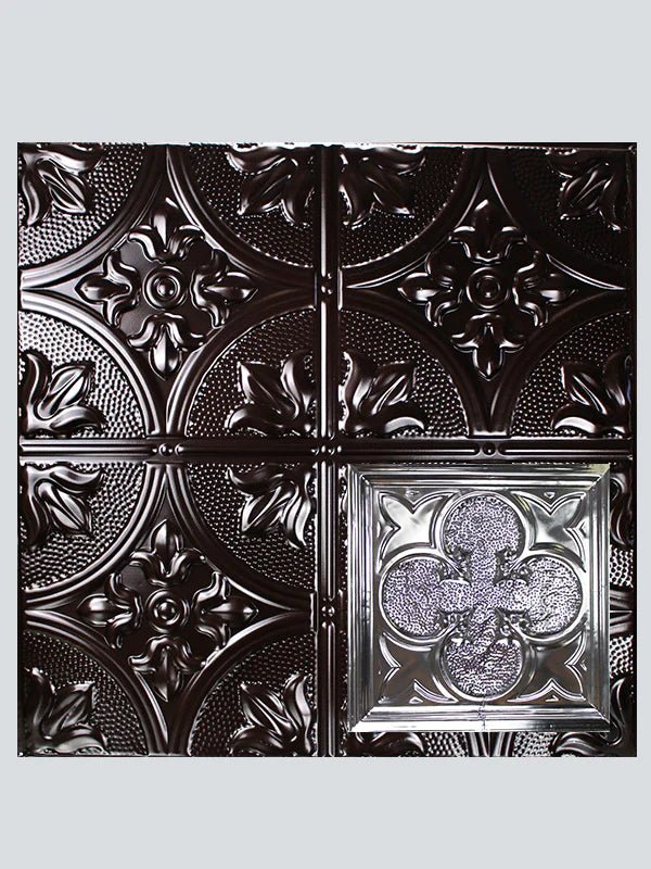 Metal Ceiling Tiles | Pattern 112 | Lucky Clover - Mirror Black - Metal Ceiling Express