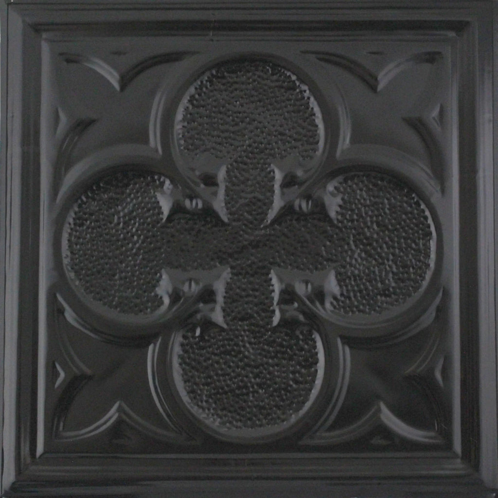 Metal Ceiling Tiles | Pattern 112 | Lucky Clover - Satin Black - Metal Ceiling Express
