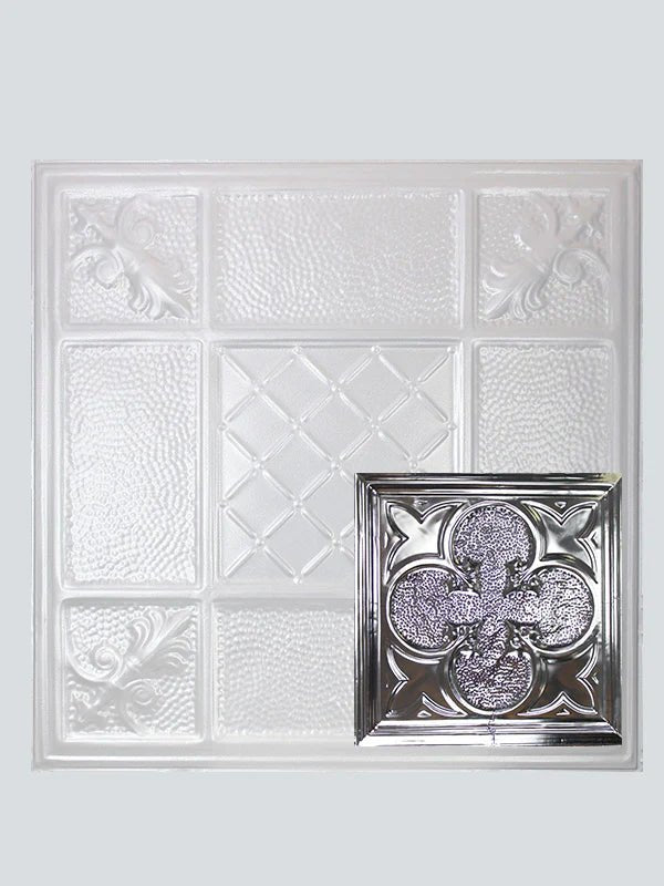 Metal Ceiling Tiles | Pattern 112 | Lucky Clover - Sierra White - Metal Ceiling Express