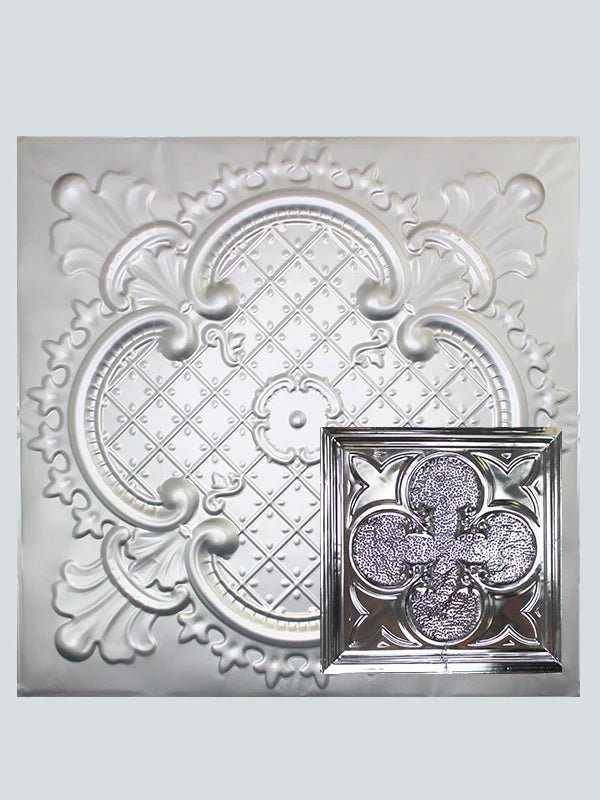 Metal Ceiling Tiles | Pattern 112 | Lucky Clover - Silver - Metal Ceiling Express