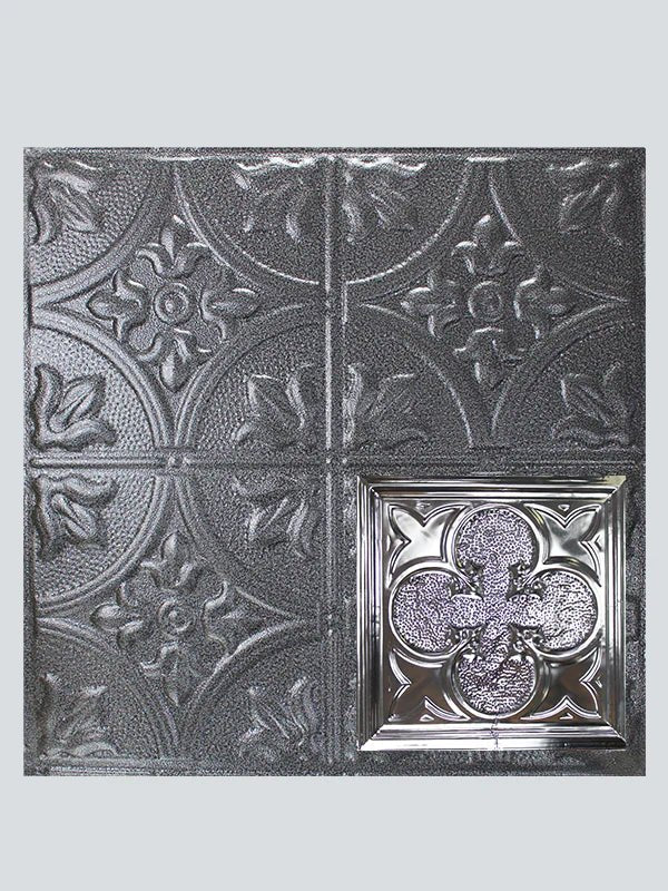 Metal Ceiling Tiles | Pattern 112 | Lucky Clover - Silver Vein - Metal Ceiling Express