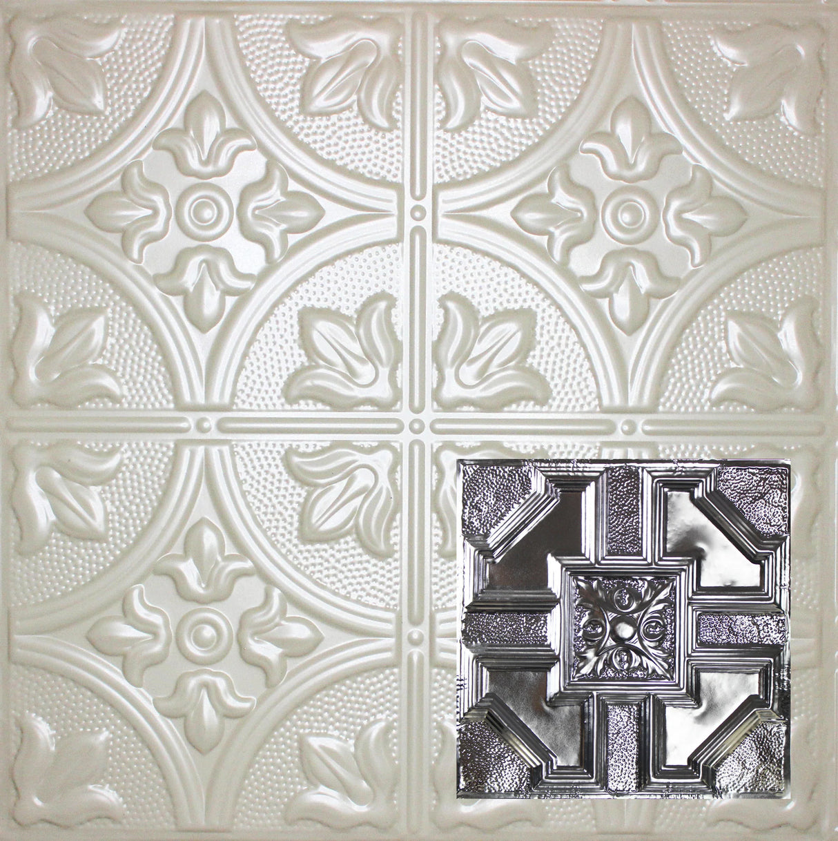 Metal Ceiling Tiles | Pattern 113 | Penned Craftsman - Antique White - Metal Ceiling Express